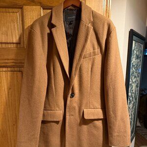 Banana Republic Mens Camel Tan Wool Overcoat Large Winter Coat Topcoat